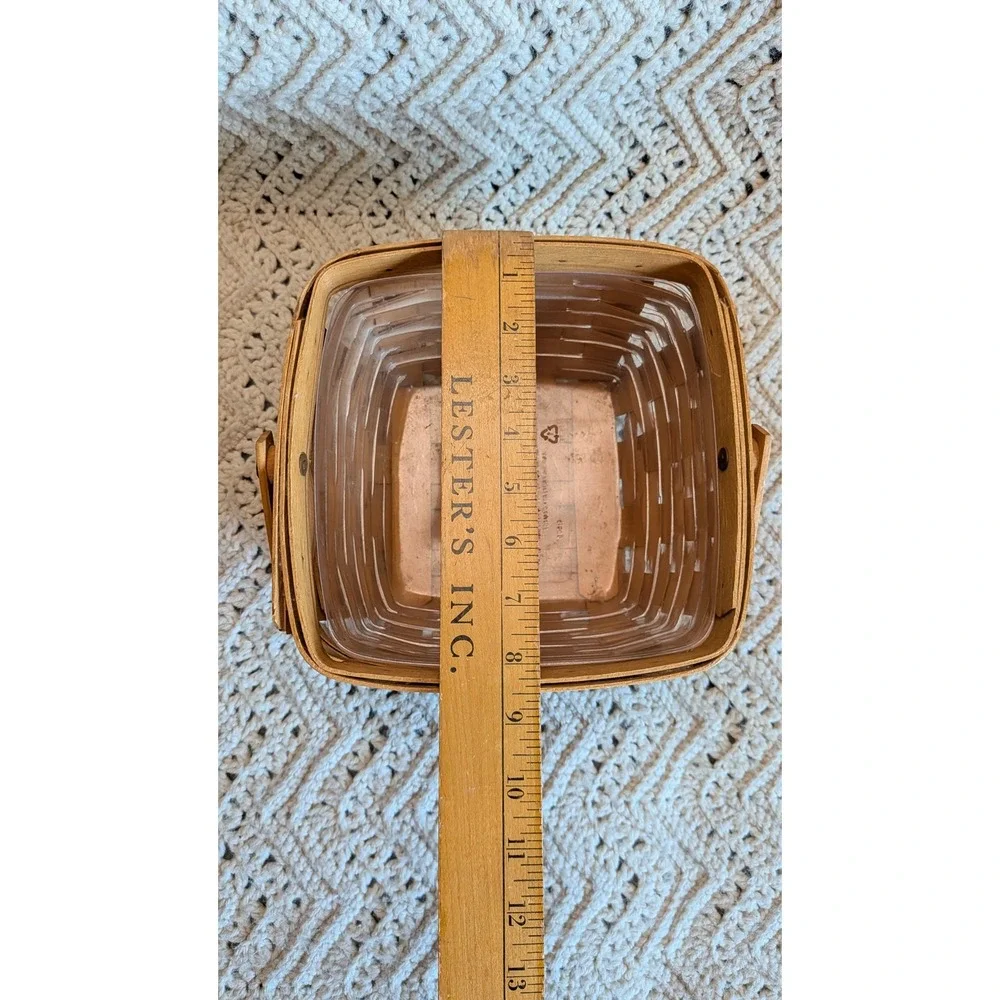 Longaberger 1997 Square Basket with Handle and Plastic Protector 8.5x5 Vintage